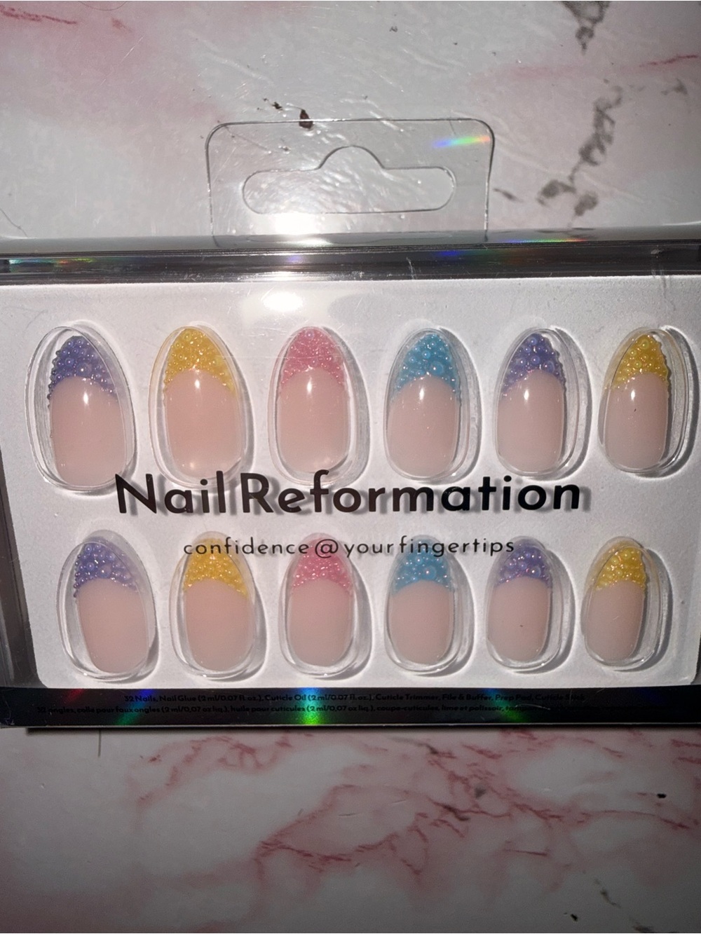 Nail Reformation Beaded French Press-On Nails - Pastel Multi